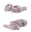 画像3: women ’s warm home indoor flat plush sandals with flat Slipper flat sandal フワモコポップな刺繍付フラットサンダルスリッパ　 (3)