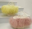 画像2: women's  wool fur grass straw handcuffs hand shoulder basket bagリアルモンゴリアファー付きバスケットかごトートバック (2)