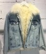 画像6: women's lambs fur liner denim jacket coat ラムモンゴリアンファーライナーファー付きデニムGジャン　ジャケット　コート (6)