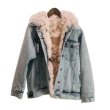 画像1: women's lambs fur liner denim jacket coat ラムモンゴリアンファーライナーファー付きデニムGジャン　ジャケット　コート (1)