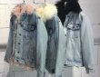 画像4: women's lambs fur liner denim jacket coat ラムモンゴリアンファーライナーファー付きデニムGジャン　ジャケット　コート (4)