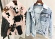 画像9: women's lambs fur liner denim jacket coat ラムモンゴリアンファーライナーファー付きデニムGジャン　ジャケット　コート (9)