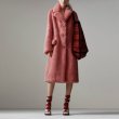 画像1: women's  lamb rex rabbit fur long coat fur coat  レッキスラビットピンクロングコート　ジャケット (1)