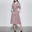 画像2: women's British wind retro Slim  long coat  ストライプスリムロングスプリングコート　ウインドブレーカー (2)