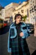 画像4: women's check rex rabbit fur trim lined  wool long coat ラビットファー付ガウン型ロングコート (4)