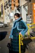 画像3: women's check rex rabbit fur trim lined  wool long coat ラビットファー付ガウン型ロングコート (3)