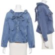 画像6: Lace Up Cross Bow Ribbon Denim Jacket 編み上げリボンデニムGジャン ジャケット (6)