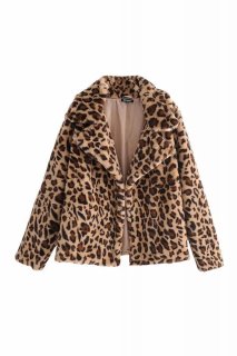 leopard Fake rabbit fur long coat モコモコフワフワフェイクラビット