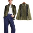 画像1: Green Military Boho Fringe Shirts　ミリタリー アーミー フリンジ付シャツ (1)