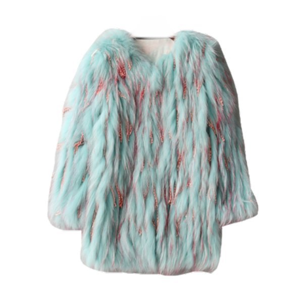 Knitted Real Raccoon Fur Jacket with Fringe Tassel Sequins Long