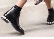 画像5: women's pearl with round head ankle boots 本革レザーサイドジップヒールにパール付ショートブーツ  ブーティーブーツ (5)