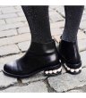 画像4: women's pearl with round head ankle boots 本革レザーサイドジップヒールにパール付ショートブーツ  ブーティーブーツ (4)