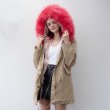 画像12: プラスサイズあり Real Mix Stripe Fox Fur Real Fur LinerHoodie Military Coat Long リアルファーフード&ライナー付ミリタリーモッズコート (12)