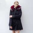 画像9: プラスサイズあり Real Mix Stripe Fox Fur Real Fur LinerHoodie Military Coat Long リアルファーフード&ライナー付ミリタリーモッズコート (9)