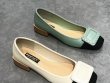 画像5: Women’s  square buckle gentle wind fairy shoes sandals Mules バックル付フラットバイカラーパンプス　ミュール (5)