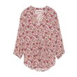 画像6: Floral V-neck top loose nine-point sleeve printed shirt フローラルVネックルーズブラウス　シャツ (6)