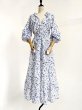 画像9:  Women's loose v-neck waist small fresh printed floral sunscreen long dress   Vネックロング丈　マキシエスニックドレス ワンピース　 (9)