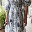 画像6:  Women's loose v-neck waist small fresh printed floral sunscreen long dress   Vネックロング丈　マキシエスニックドレス ワンピース　 (6)