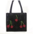 画像2: RetroPie  cherry handbag tote shoulder bagチェリークリスタルビーズハンドメイドトートショルダー２WAYハンドバック (2)