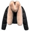 画像11: Woman's natural fox fur collar loose short coat sliver white duck down jacket Real  Fur Coat　リアルフォックスファー付きダウンジャケット　コート (11)