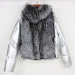 画像17: Woman's natural fox fur collar loose short coat sliver white duck down jacket Real  Fur Coat　リアルフォックスファー付きダウンジャケット　コート (17)