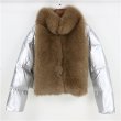 画像6: Woman's natural fox fur collar loose short coat sliver white duck down jacket Real  Fur Coat　リアルフォックスファー付きダウンジャケット　コート (6)