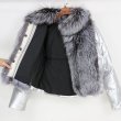 画像18: Woman's natural fox fur collar loose short coat sliver white duck down jacket Real  Fur Coat　リアルフォックスファー付きダウンジャケット　コート (18)