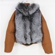 画像16: Woman's natural fox fur collar loose short coat sliver white duck down jacket Real  Fur Coat　リアルフォックスファー付きダウンジャケット　コート (16)