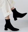 画像2:  women's nude color thick with heel pointed elastic socks boots ポインテットソックスブーツ　ショーツブーティブーツ (2)