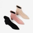 画像13:  women's nude color thick with heel pointed elastic socks boots ポインテットソックスブーツ　ショーツブーティブーツ (13)