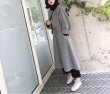 画像6: Women'sover the knee long section waist temperament double-sided wool woolen coat  gray coat wool coat     ウールロングシンプルコート (6)