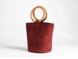 画像15:  woman’s new ring portable suede layer cowhide potted bag shoulder wooden bracelet bucket bag  totebag レザーバケット トート ショルダー2WAYハンドバッグ　トートバック　サイズ2種類 (15)