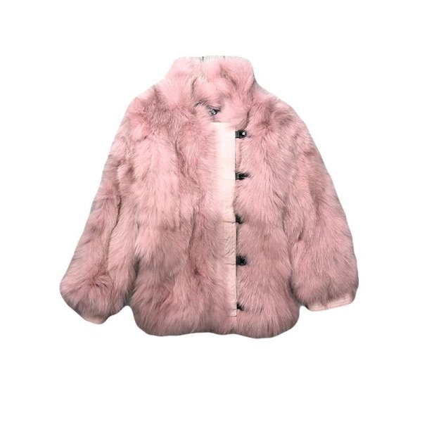 画像1: Women's  fox fur coat  real hair long section slim long-sleeved mink coat リアル フォックスファーオーバーサイズボリューミーコート　ジャケット (1)