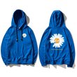 画像2: Men's small daisies hooded  sweater  loose hood  Parker Trainer デイジープリントフーディパーカー　スエット　男女兼用　 (2)