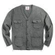 画像1: men's multi-pocket casual V-neck cardigan knitwear sweater マルチポケットVネックアーミーカーディガン (1)