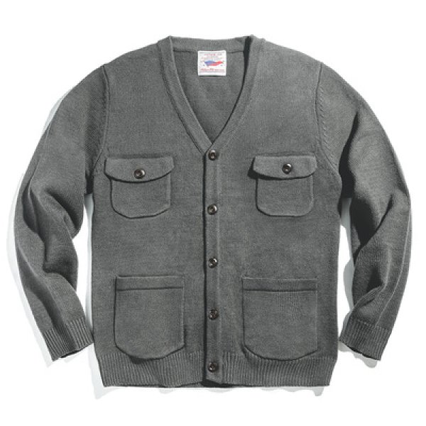 画像1: men's multi-pocket casual V-neck cardigan knitwear sweater マルチポケットVネックアーミーカーディガン (1)