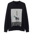 画像2: men's tassel skunk animal embroidery collage cotton loose round neck sweater  sweatshirt　ユニセッ クス男女兼用タッセル＆アニマルプリントスウェットトレーナー　プルオーバ (2)