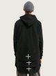 画像3: ifltn Unisex Round Sweep Curved Hem Long line Hip Hop Streetwear Hoodie Pulloverロゴ バッククロスモチーフ ロング丈 フード付パーカー ユニセックスサイズ (3)