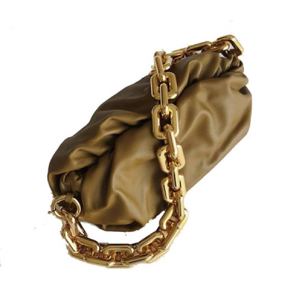 Woman's Real Leather Chain Cluch Bag 本革チェーンハンドル付き