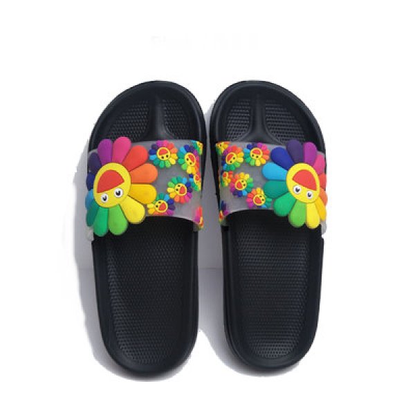 画像1: SALE women's Smile flower flat sandal slippers　 即納スマイルフラワーフラットシャワーサンダル　 (1)