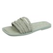 画像1: Women  open toe  candy color woven square head flat slippers  sandals 　フラットレザー編みキャンディーカラーサンダル スリッパ　ミュール　 (1)