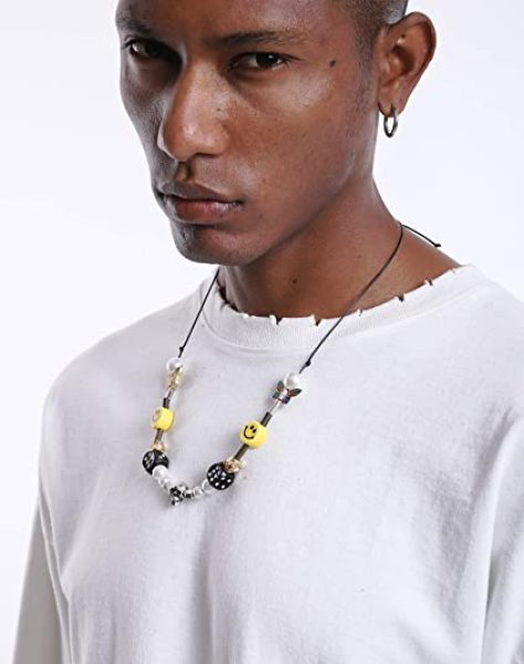 NAGRI Men's ASAP Rocky Butterfly Skull Dice Pearl Smiley Necklace