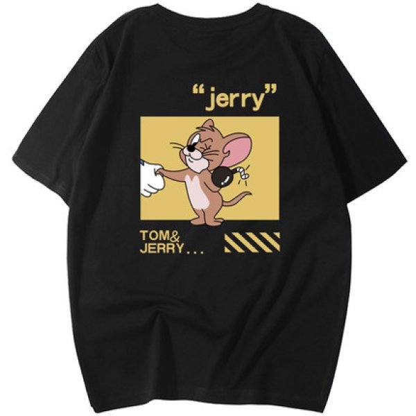 画像1: Unisex Mens ＆ Woman  Tom and jerry print Short Sleeve  t-shirt  男女兼用トム＆ジェリープリントショートスリーブTシャツ (1)