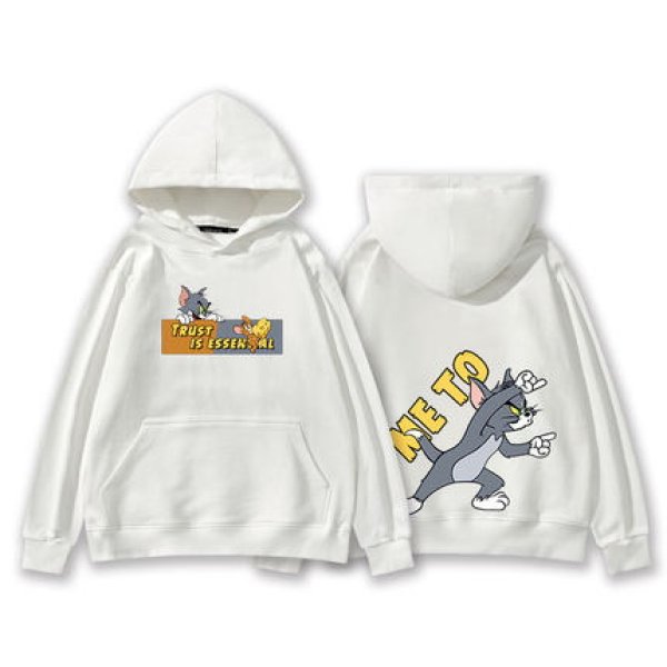 Tom and Jerry ME TO ONLY YOU hoodie ペアやファミリーで トム＆ジェリー ロゴ入り オーバーサイズ スウェット  パーカーユニセックス 男女兼用 幅広いサイズ - CREA WEB SHOP |クレアウェブショップ