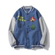 画像1: Heybig Fire Embroidery Baseball uniform jacket blouson ユニセックス 男女兼用  スタジアムジャンパー スタジャン MA-1 ボンバー ジャケット ブルゾン (1)