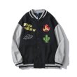 画像2: Heybig Fire Embroidery Baseball uniform jacket blouson ユニセックス 男女兼用  スタジアムジャンパー スタジャン MA-1 ボンバー ジャケット ブルゾン (2)