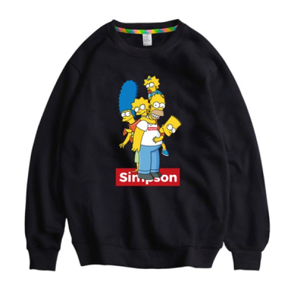 画像1: Unisex Simpson Simpsons Family Boxlogo Print Sweat Pullover 男女兼用 ラウンドネック シンプソン シンプソンズ ファミリー ボックスロゴプリント スウェット トレーナー プルオーバー (1)