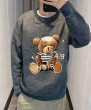 画像4:  Bear Print Knit Sweater Unisex Pullover loose sweater ユニセックス 男女兼用 ベアー編み込みセーター　プルオーバー (4)