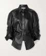 画像5: Irregular sleeves pleated leather shirt top coat 　レザーイレギュラー袖プリーツレザーシャツ　ジャケット (5)