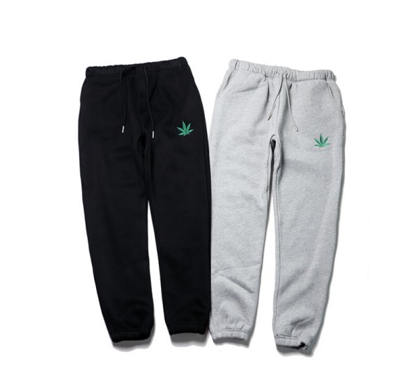 画像1: Men's men and women hemp leaf sports trousers casual pants Sweat pants　ユニセックスヘンプリーフ刺繍パンツ男女兼用スウェットパンツ　ジョガーパンツ (1)